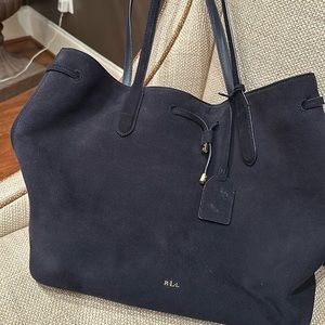 Ralph Lauren navy suede tote